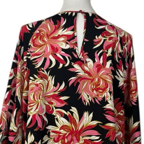 Who What Wear Top Round Neck Long Sleeves Black Red Floral Satin Women’s Size XL - Picture 10 of 14
